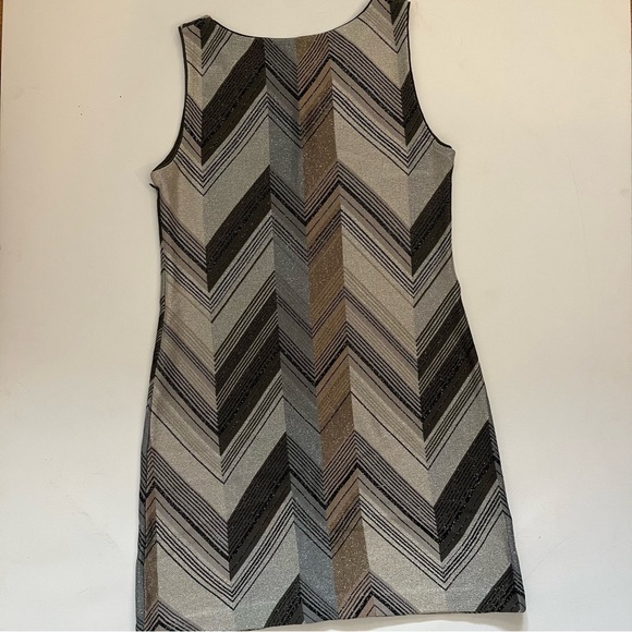 MISSONI Italy Sleeveless Knit Dress Chevron Black Mint Grey Shimmer size 10 - Picture 8 of 9
